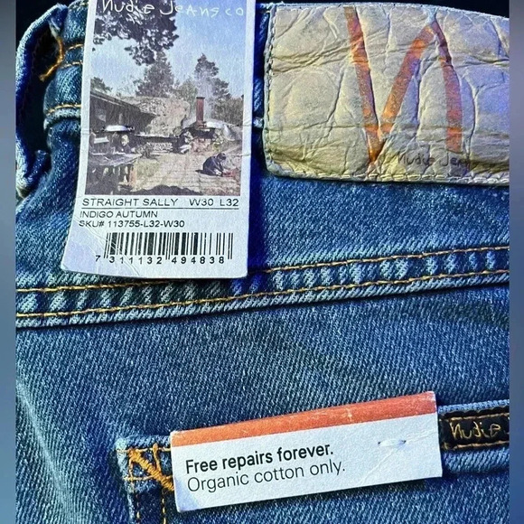 NWT Nudie Jeans Straight Sally Indigo Autumn Straight Leg - Picture 9 of 10